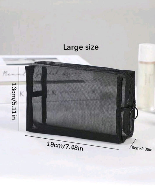 Minimalist Nylon Mesh Cosmetic Bag Set 3 Pcs