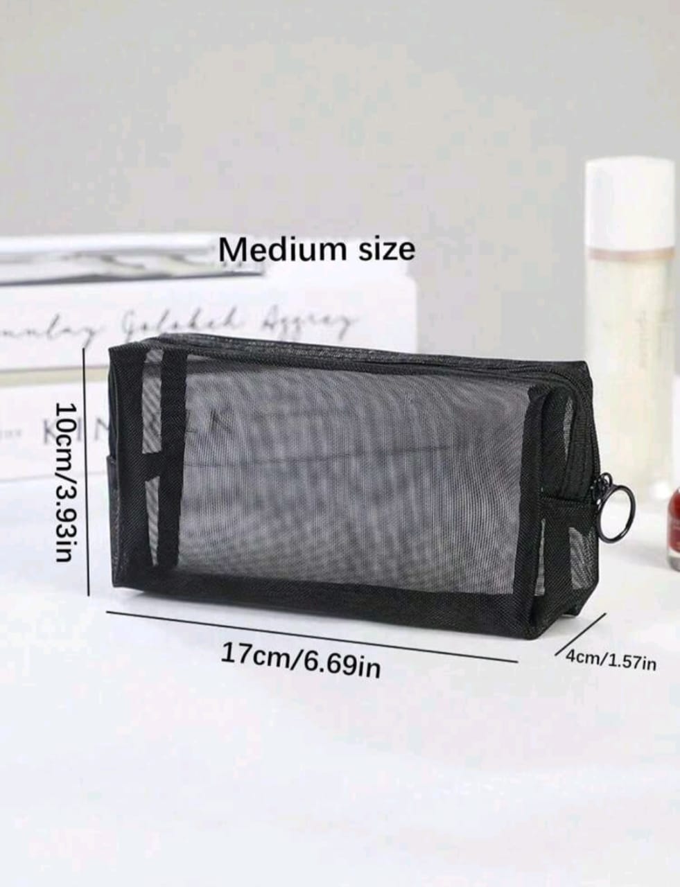 Minimalist Nylon Mesh Cosmetic Bag Set 3 Pcs