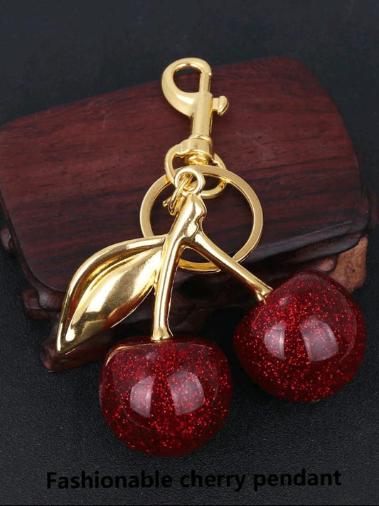 Crystal Cherry Metal Key Chain