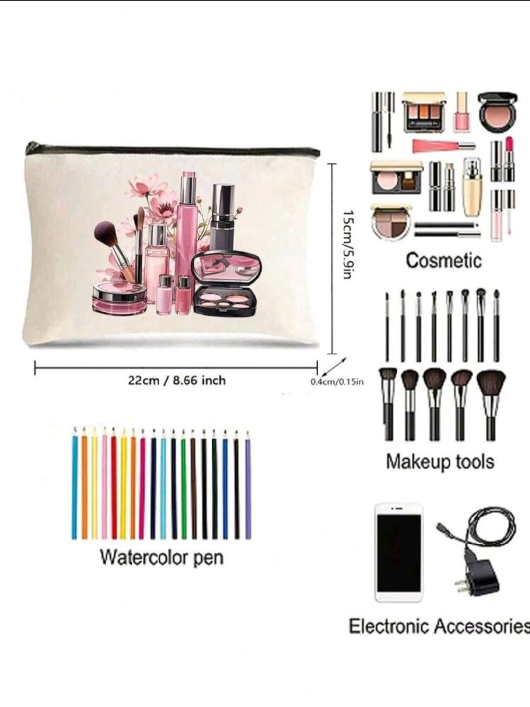Portable Cosmetic Bag, Student Pencil Case