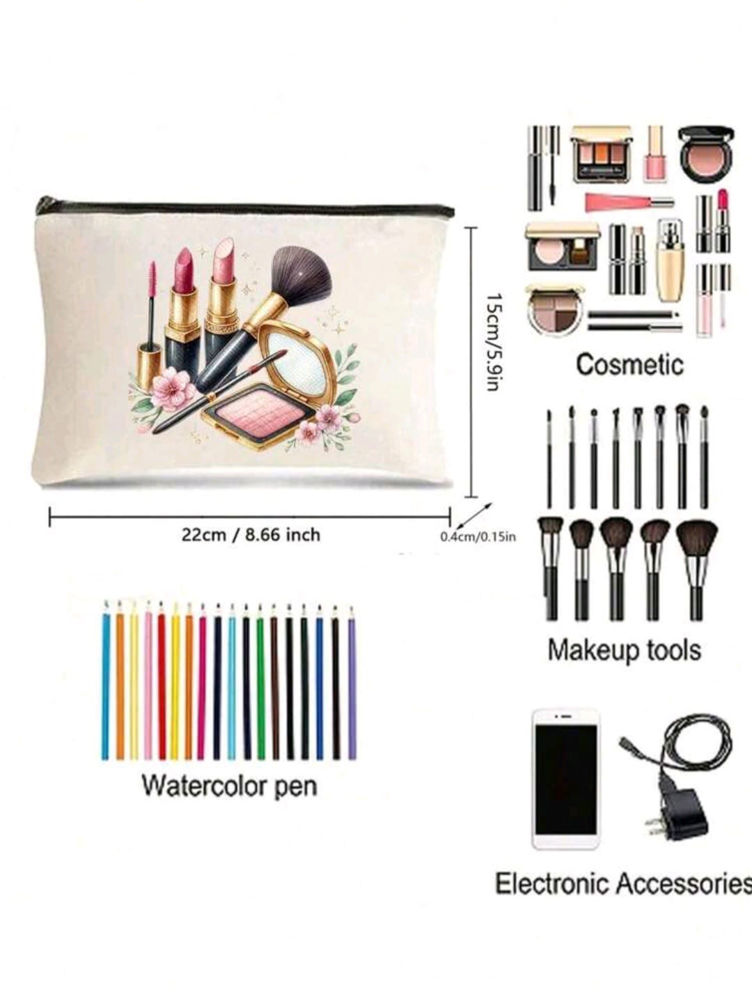 Portable Cosmetic Bag, Student Pencil Case