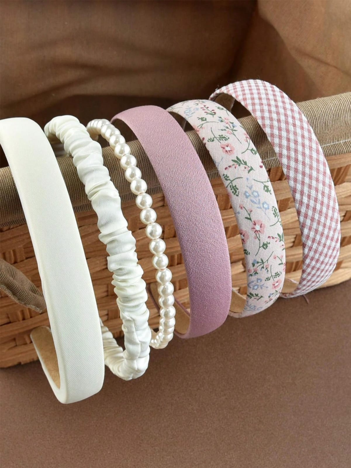 Women Fashion Simple Fabric Pearl Headbands 9 Pcs/Set