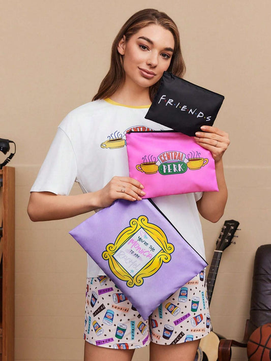 Friends 3 Pcs Set of Zippered Storage Bags