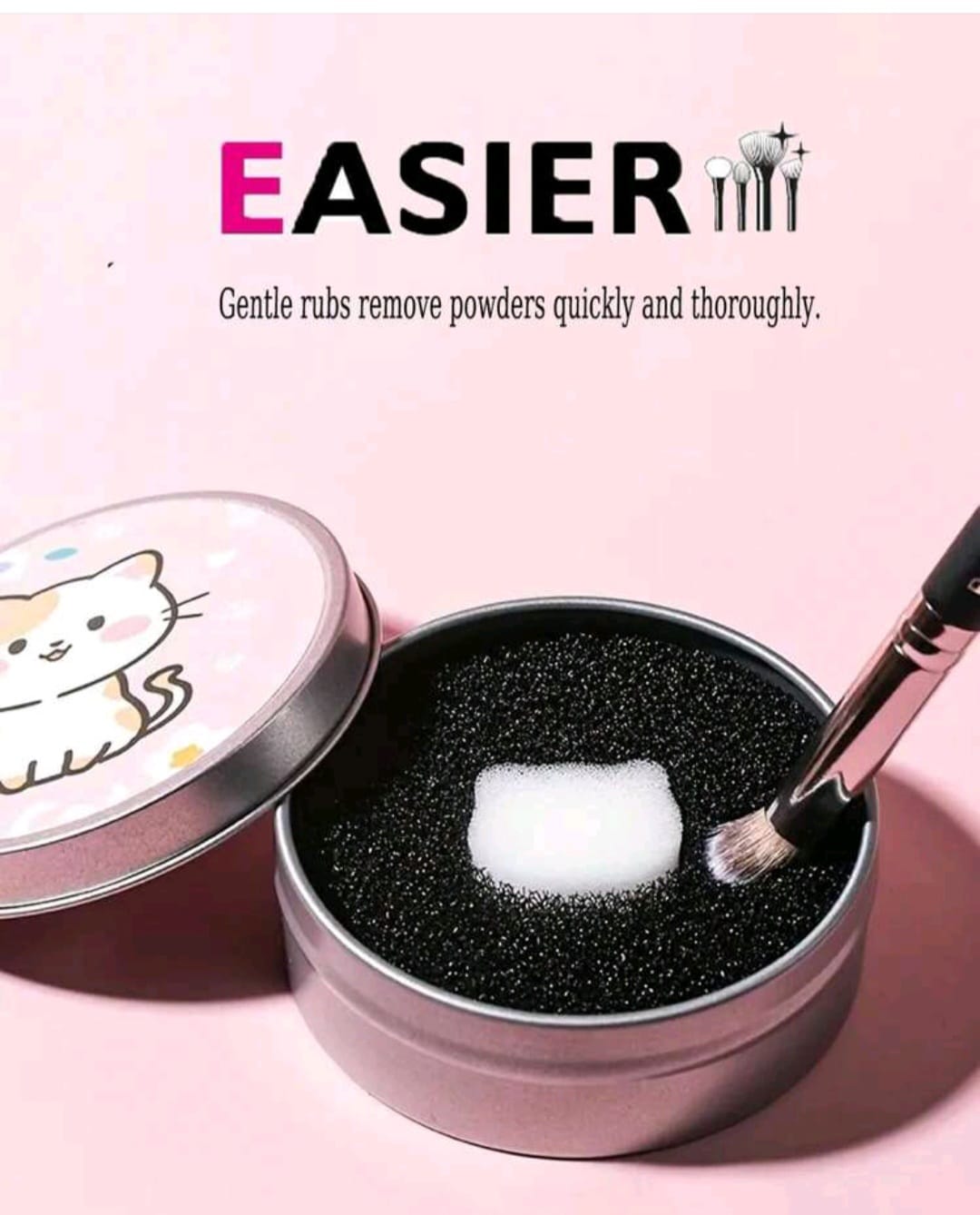 Cat Pattern Makeup Brush Cleaner Sponge