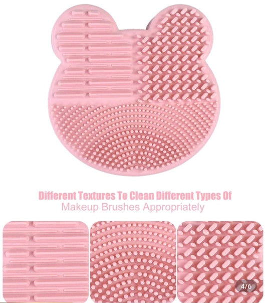 Cat Ears Design 2-in-1 Makeup brush cleaning pad with cleaning sponge