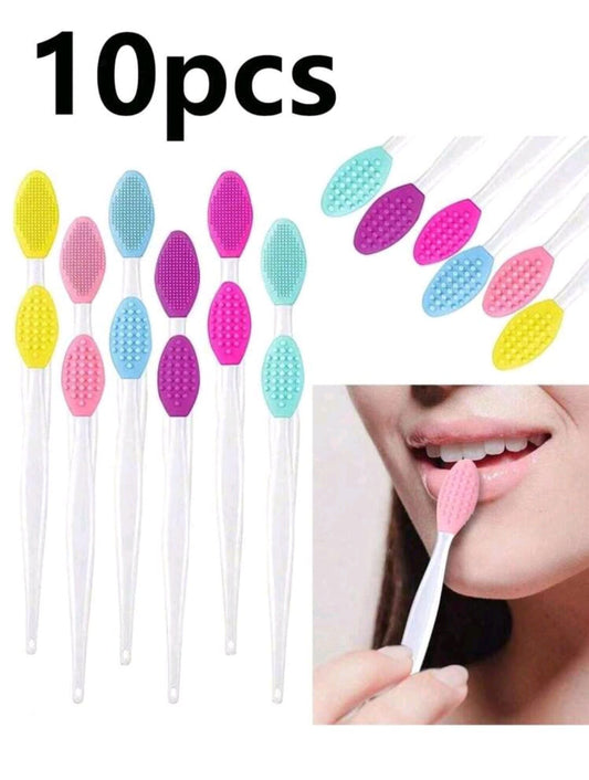 Lip Scrub Brush Double Sided Mini Silicone Exfoliating Brush - Multicolor 10 Pcs