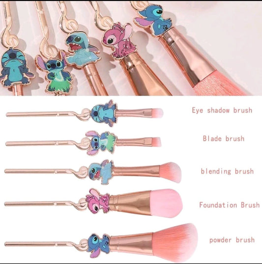 Set Of 5 Cartoon Cute Stitch Makeup Brushes Soft Powder Brush