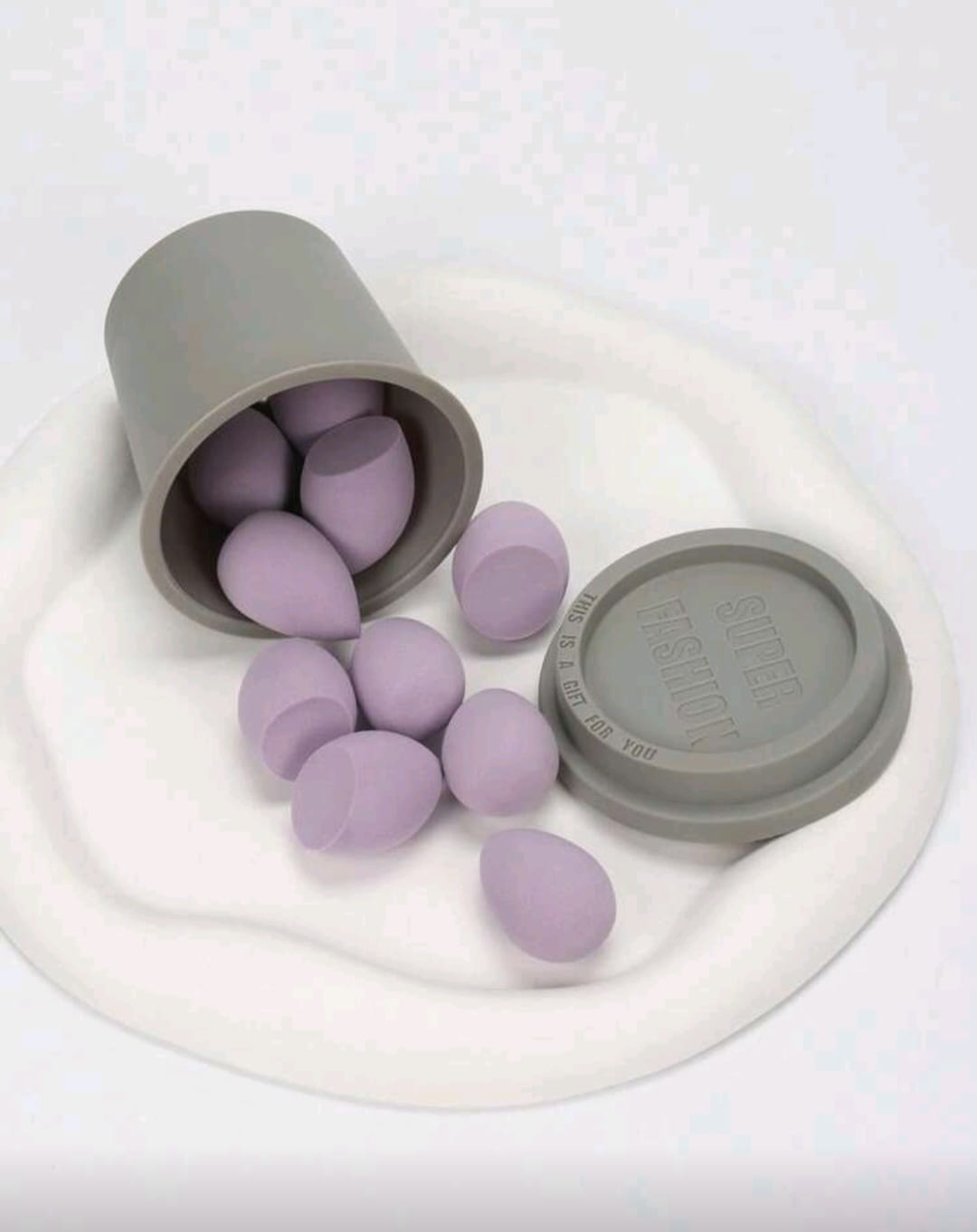 Mini Makeup Sponge Set With Storage Cup 10 Pcs