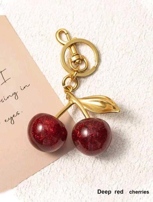 Crystal Cherry Metal Key Chain
