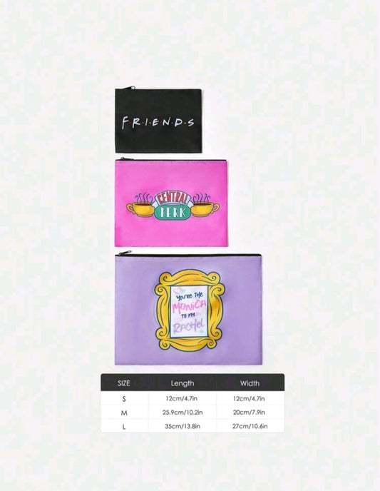 Friends 3 Pcs Set of Zippered Storage Bags