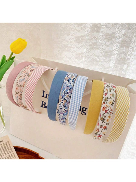 Women Fashion Simple Fabric Pearl Headbands 9 Pcs/Set