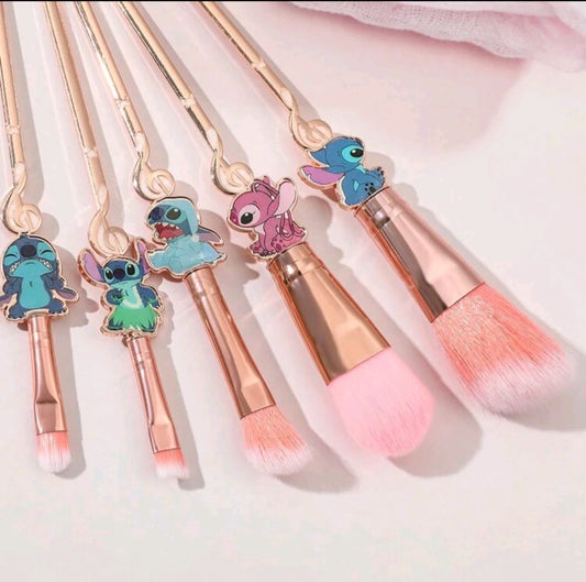 Set Of 5 Cartoon Cute Stitch Makeup Brushes Soft Powder Brush